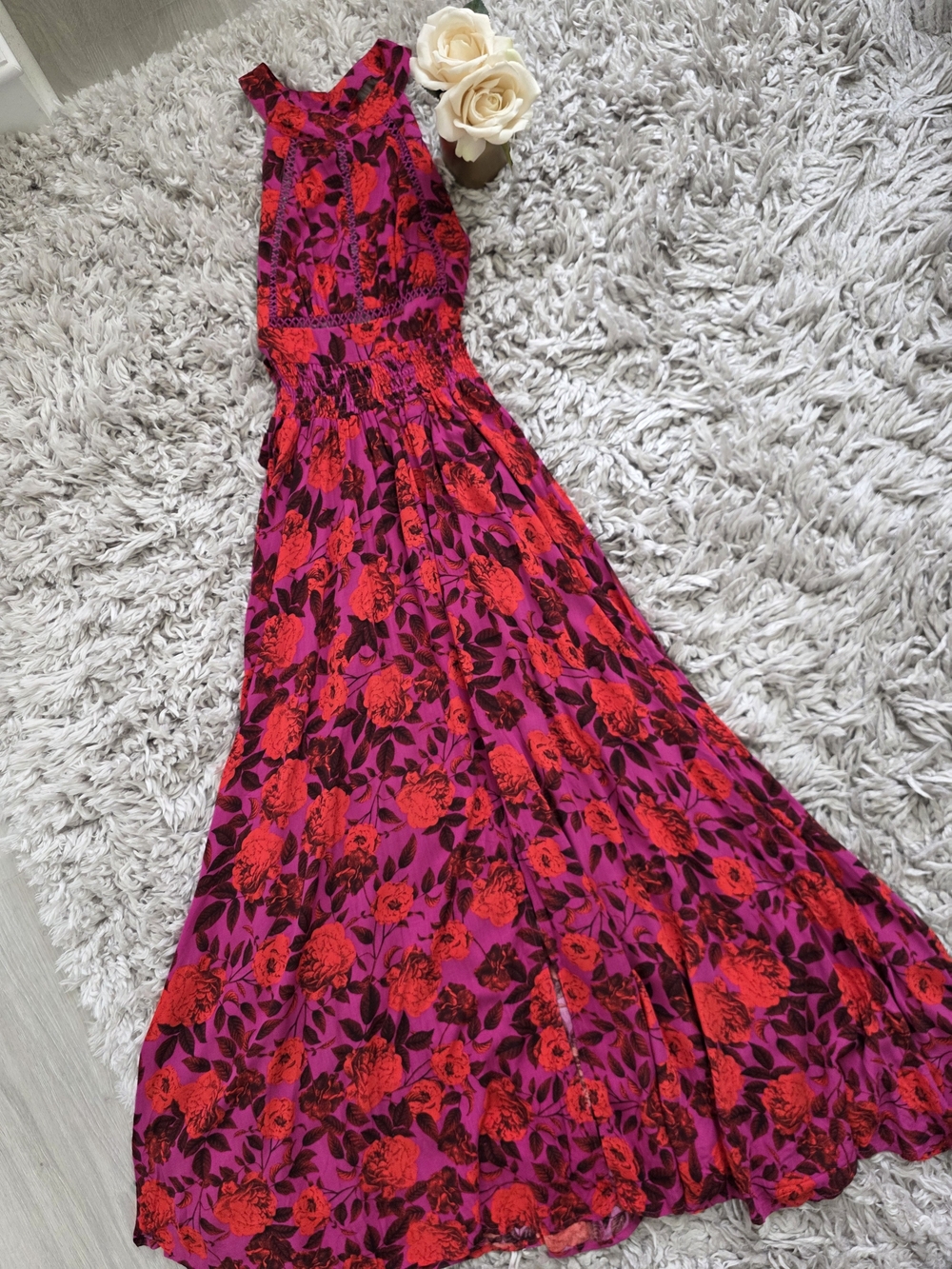 Abel The Label Floral Maxi Dress - Smocked Waist Sz S - Picture 1 of 16